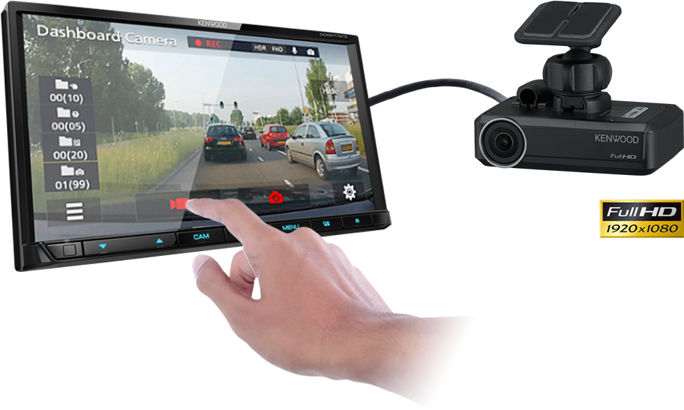 The Camera Records In Full Hd Video Capturing Every - Kenwood Drv-n520 - Dashboard Camera - 1080p (989x643), Png Download