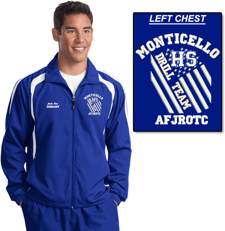Jrotc Embroidered Drill Team Wind Jacket , Embroidery, - Band Warm Ups Suits (765x765), Png Download