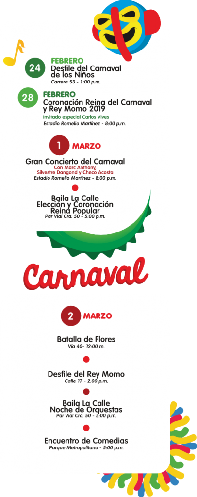 Programación Del Carnaval De Barranquilla 2019 - 2019 Barranquilla's Carnival (406x1024), Png Download