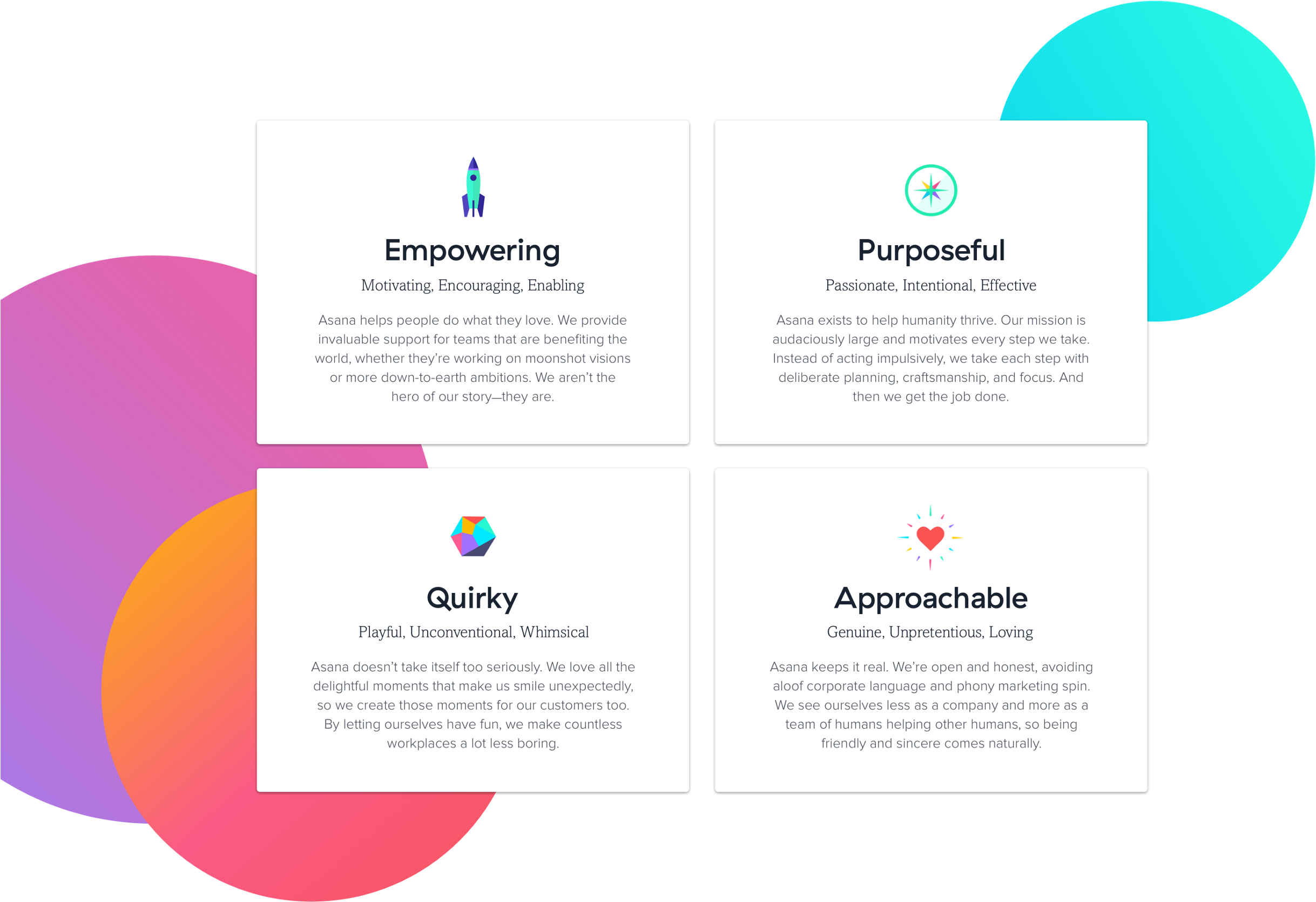 Next Came The Brand Narrative, A Story That Explains - Asana Values (2600x1727), Png Download