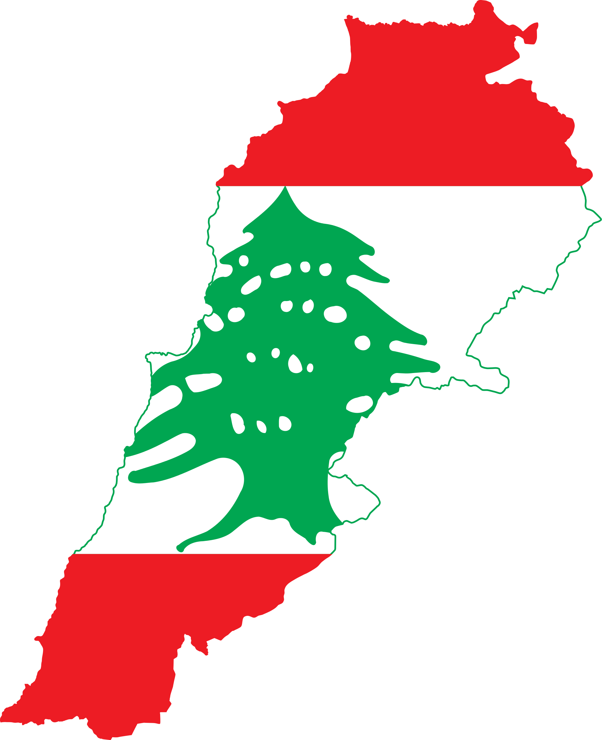 Open - Lebanon Flag Map (2000x2456), Png Download