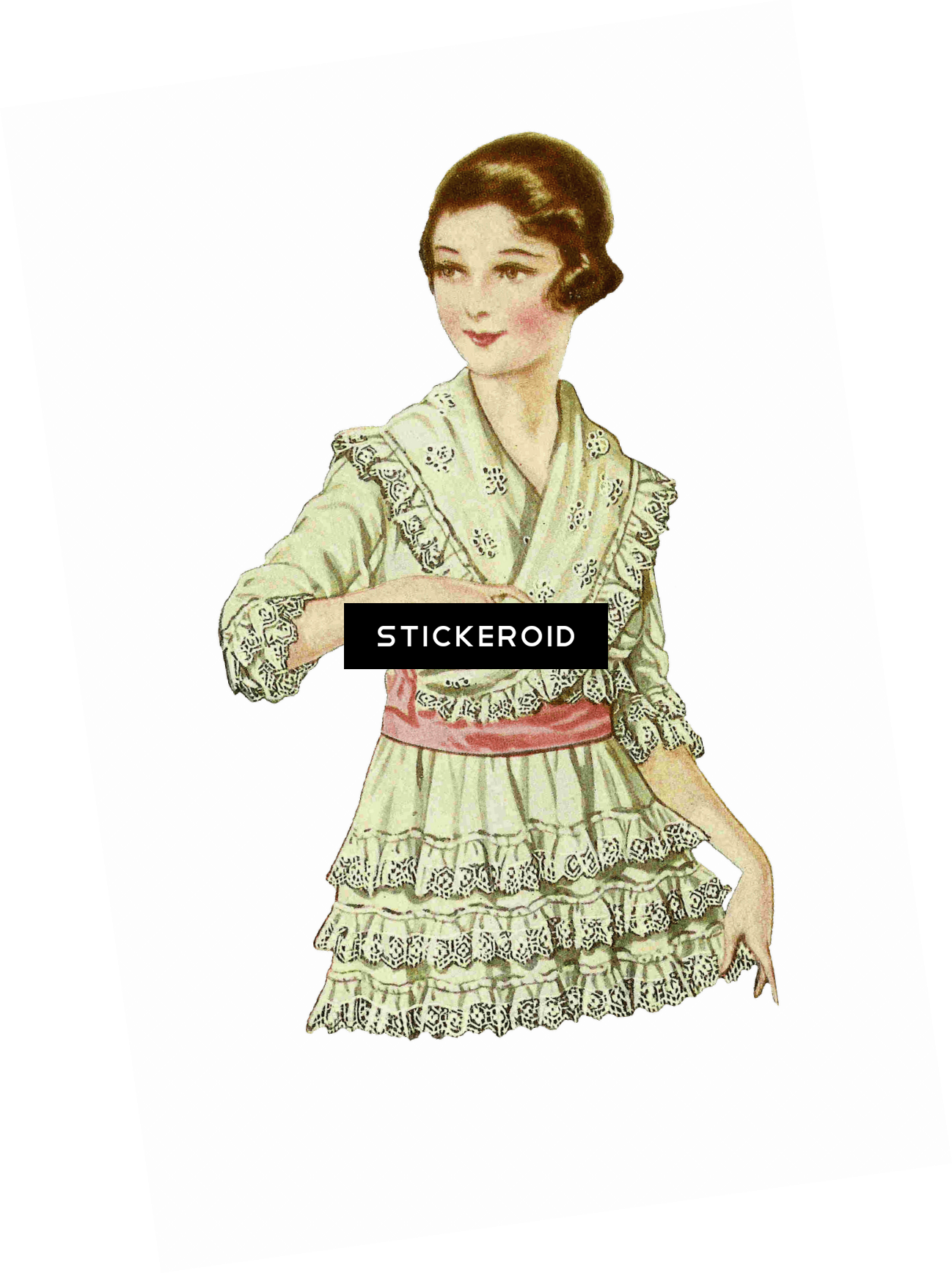 Vintage Girl Illustration - Girl (1298x1735), Png Download