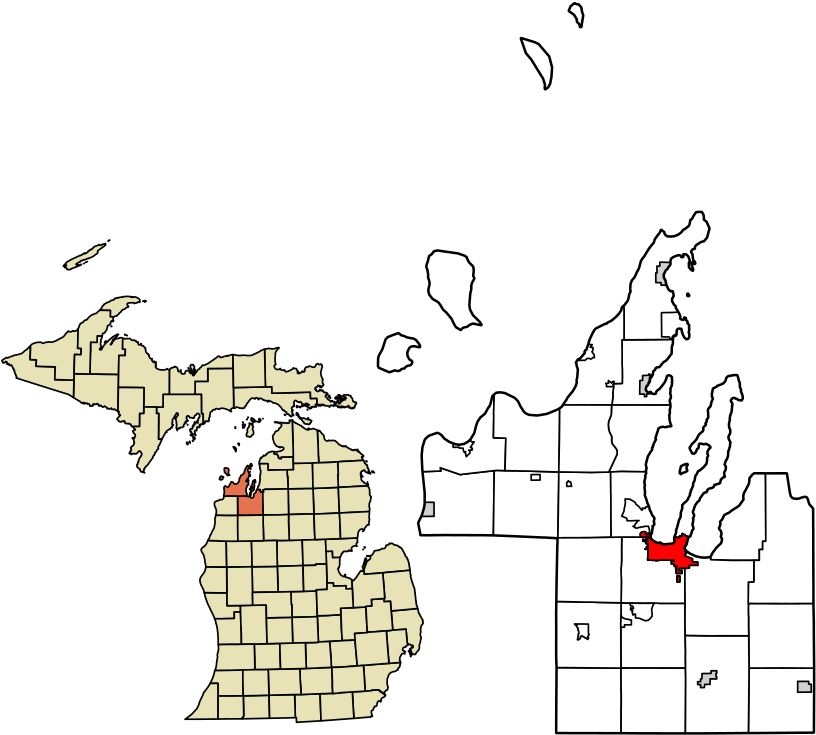 Grand Traverse County And Leelanau County Michigan - Traverse City Location (849x768), Png Download