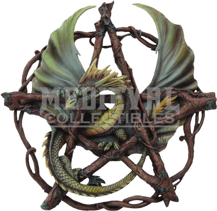 Forest Pentagram Dragon Wall Plaque By Anne Stokes - Dragon Pentacle (768x768), Png Download