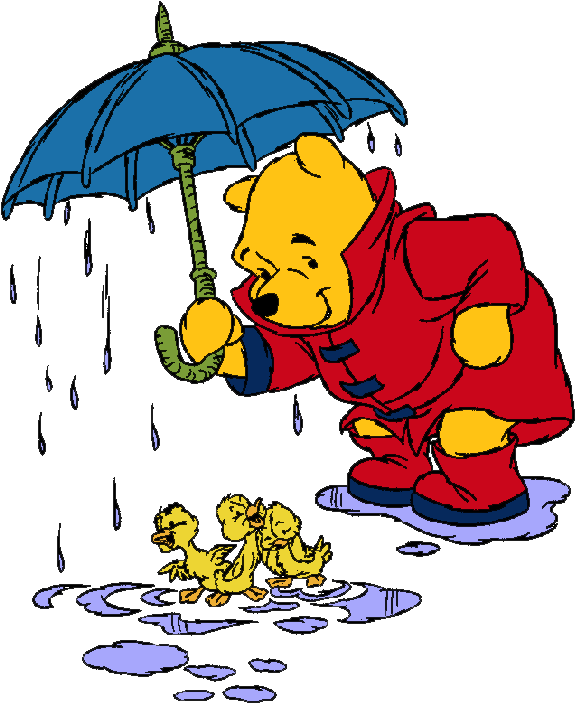 Rain Clipart Winnie The Pooh - Cartoon Characters In Rain (600x721), Png Download