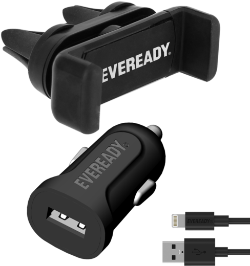 Eveready Car Kit With Suction Holder With Lightning - Cable (600x550), Png Download