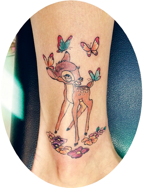 Picture Black And White Library Bambi By Lynda Pink - Bambi Tattoo (640x640), Png Download