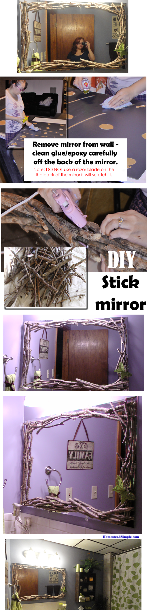 Diy Stick Twig Mirror Frame - Room (500x2000), Png Download