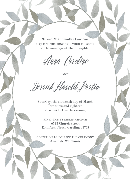 Watercolor Wreath Invitation - Save The Date (523x720), Png Download