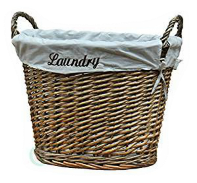 Farmhouse Style Laundry Room Ideas - Wicker Laundry Basket With White Liner (819x1024), Png Download