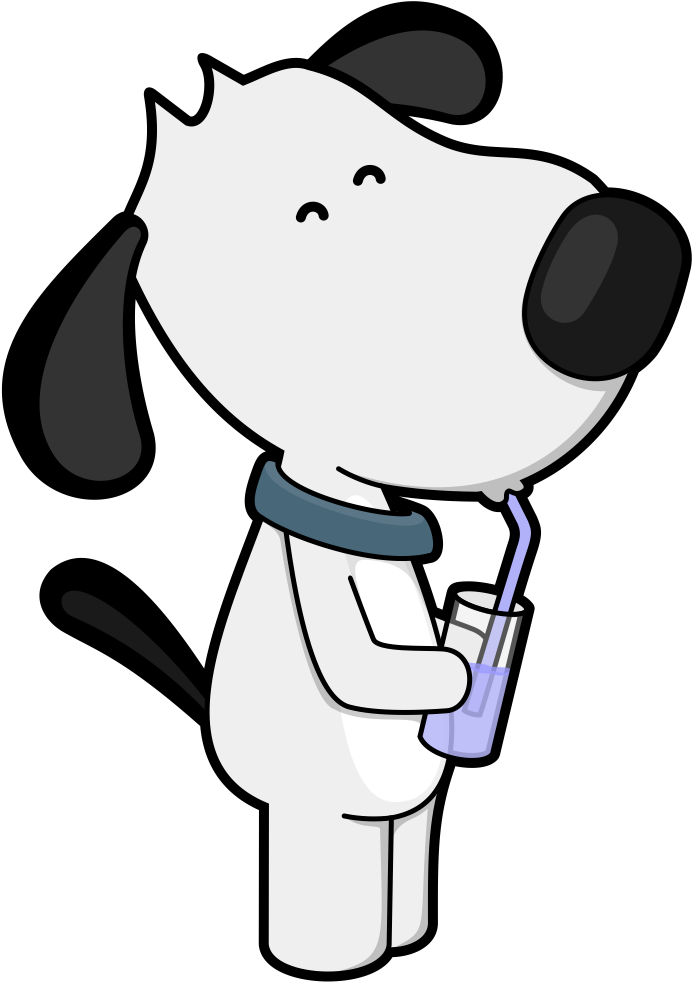 A Cartoon Image Of A Dog Drinking A Glass Of Water - Dog (1040x1300), Png Download