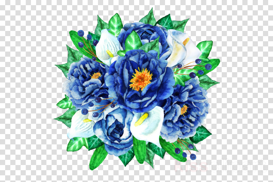 Blue Watercolor Flowers Transparent Clipart Floral - ภาพ วาด ดอกไม้ สี ฟ้า (900x600), Png Download