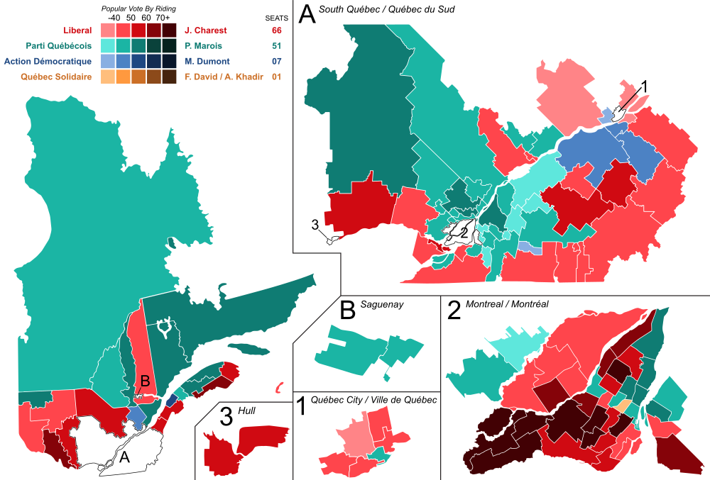 Open - Quebec Election Map 2018 (1000x677), Png Download