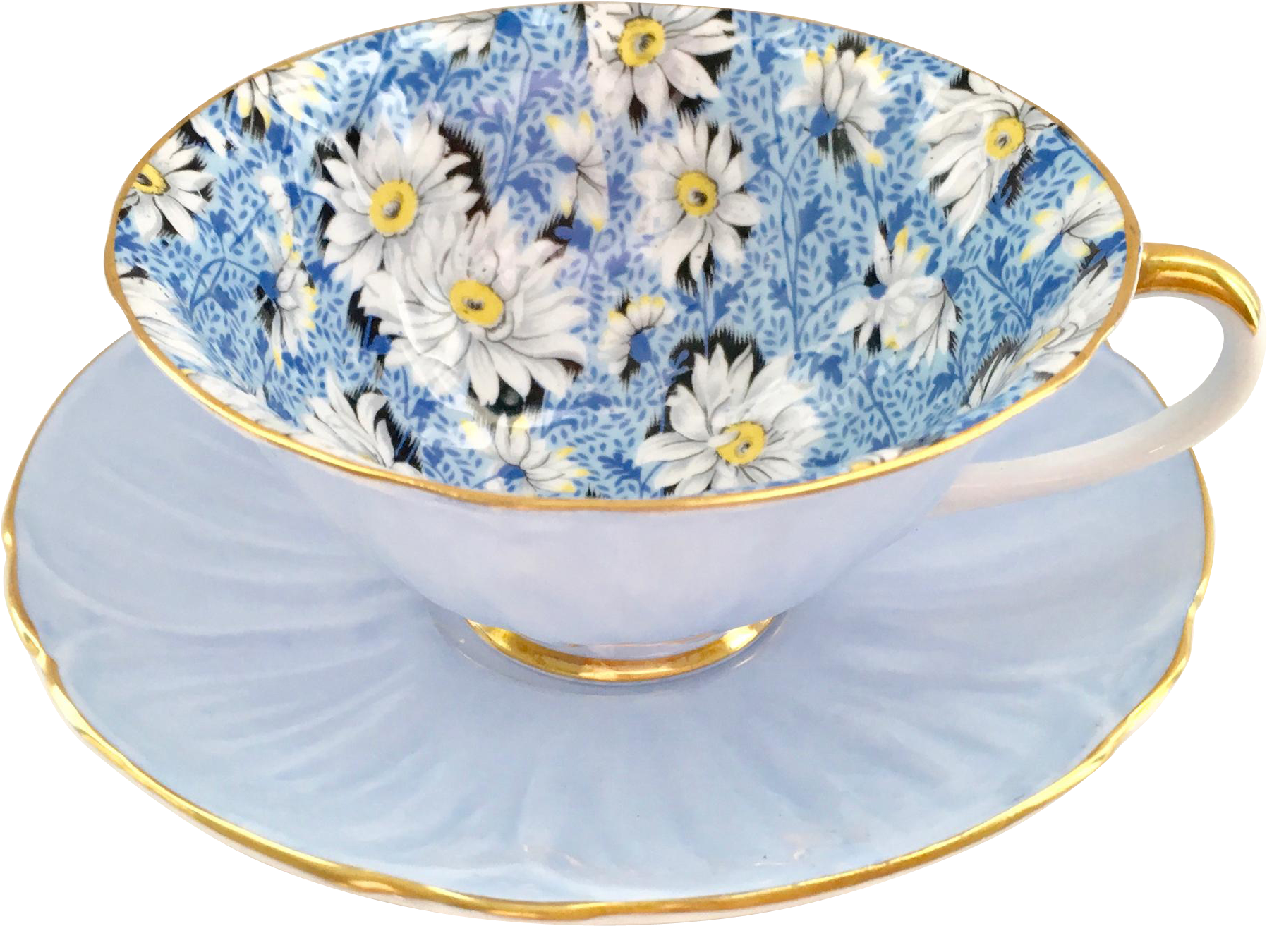 Shelley Bone China Blue Daisy Chintz 14212 Oleander - Teacup (1795x1795), Png Download