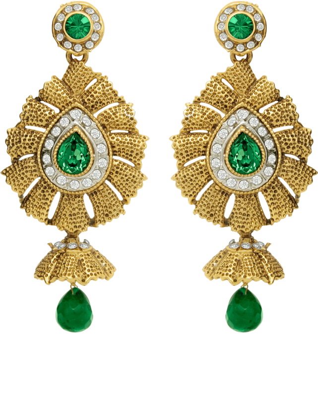 Traditional Ethnic Green Flame Dangler Earrings With - Trends Fashion Jewellery Traditional Ethnic Green Flame (640x960), Png Download