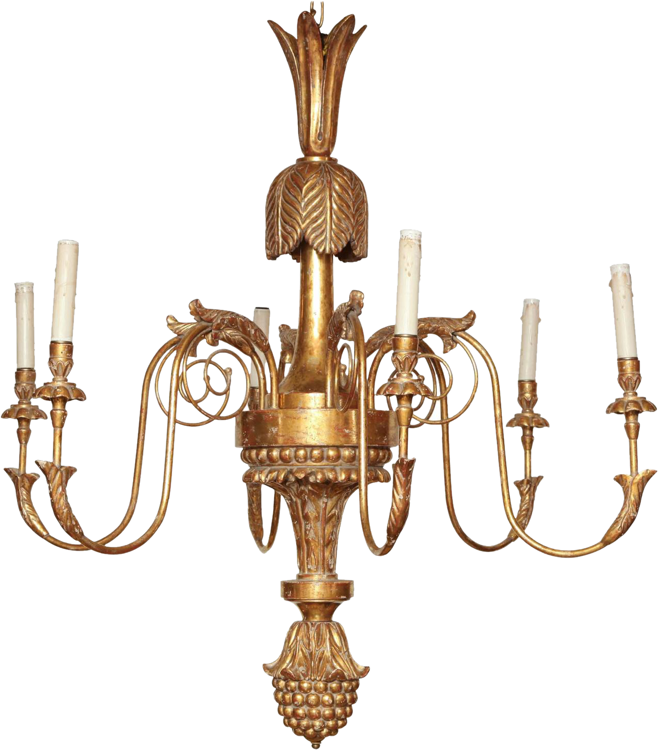 Large Regency Carved Giltwood Chandelier - Chandelier (900x900), Png Download