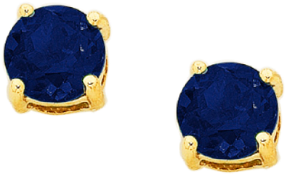 14k White Gold Round Sapphire Stud Earrings (606x774), Png Download