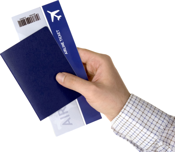 Airline Ticket Png Picture Library - Plane Ticket In Hand (692x600), Png Download