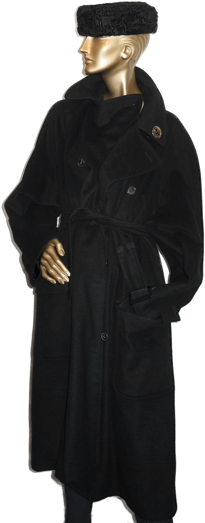 Print Men Black Coat Coat Coat 100 Sz52 Poupishop Cashmere - Cashmere Wool (496x1024), Png Download