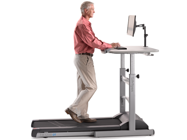 Efloat Sit Stand Desk - Working On The Treadmill (640x480), Png Download