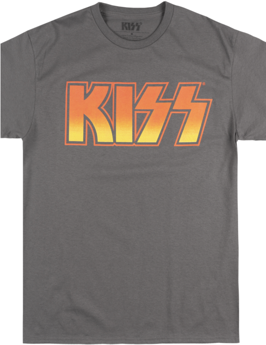 Kiss Band Logo T-shirt Charcoal Rock Music Tee Mens - Kiss Album Cover Coaster Set In Miniature Guitar Case (540x720), Png Download