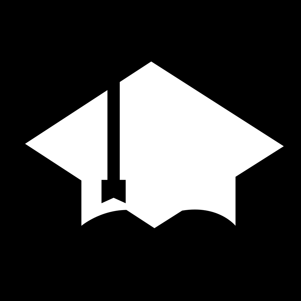 Graduation Cap Silhouette In A Square Comments - Graduation Hat Icon White (980x980), Png Download