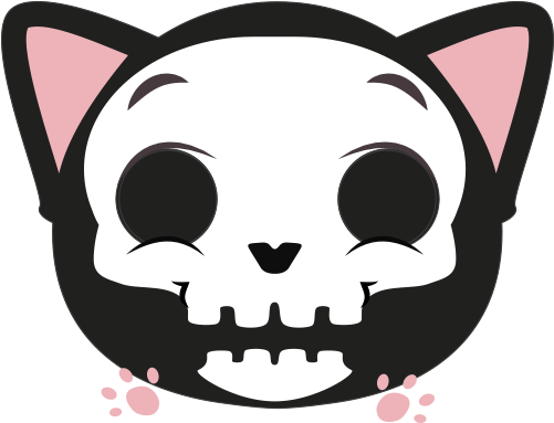 Cute Cat And Kitten Emoji Messages Sticker-10 - Cute Cat Skull (500x500), Png Download