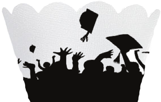 Graduation Hat Silhouette Party Cupcake Wrappers Decorations - Graduation Ceremony (559x383), Png Download