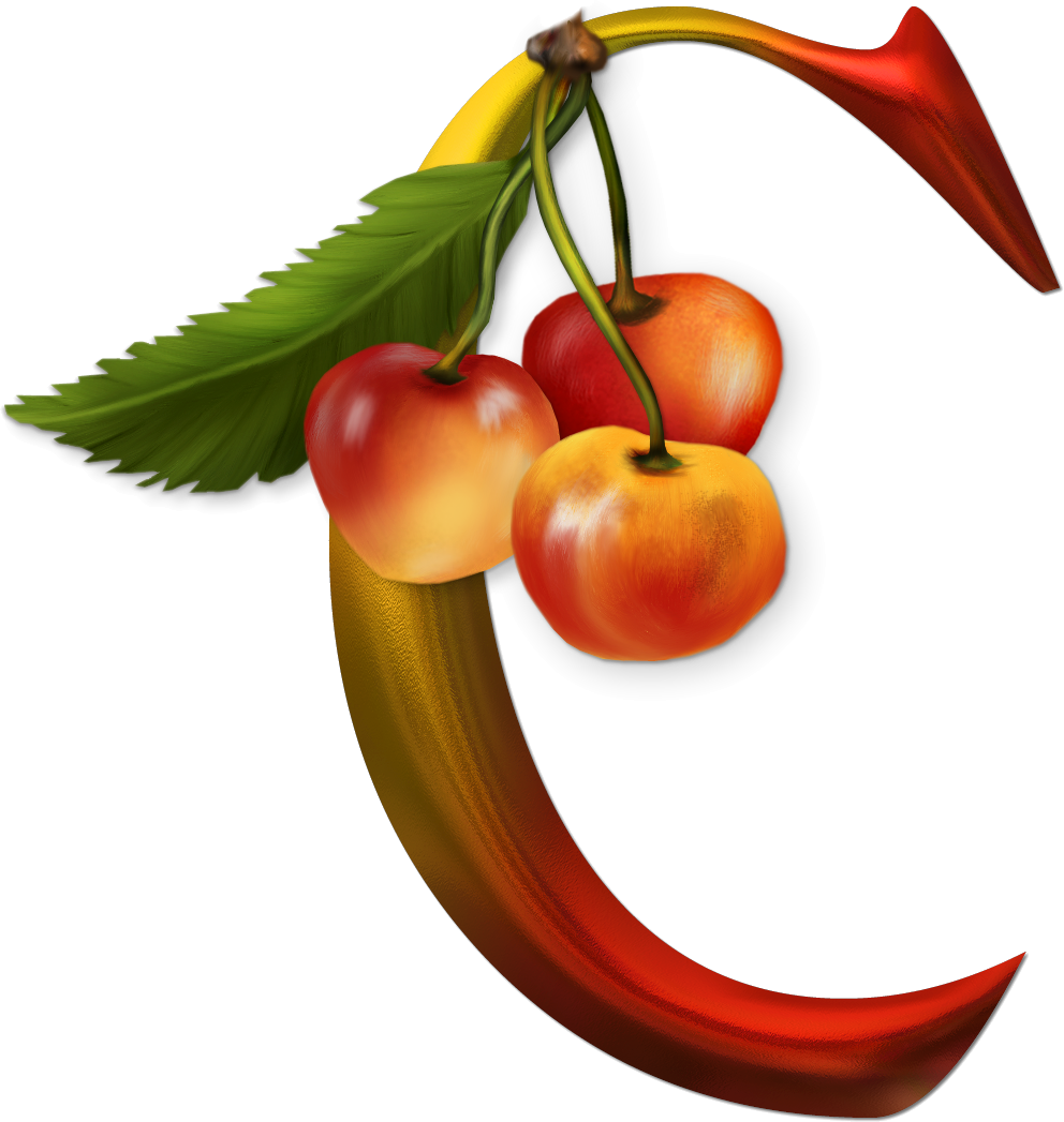 Cherries - Letras De Frutas (992x1047), Png Download