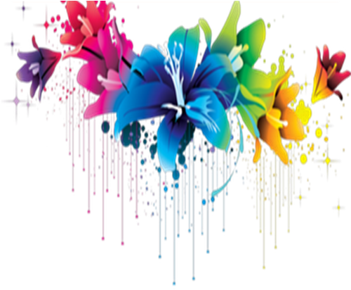Colorful Flowers Png Pic - Rainbow Flowers Png (500x421), Png Download