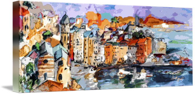 "vernazza Dolce Vita Panorama Mixed Media" By - Deny Designs Ginette Fine Art Dolce Vita (650x315), Png Download