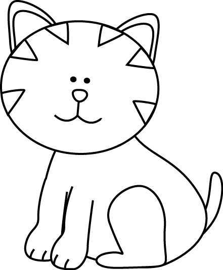 Black And White Kitten Clip Art - Clipart Black And White Image Of Cat (441x535), Png Download