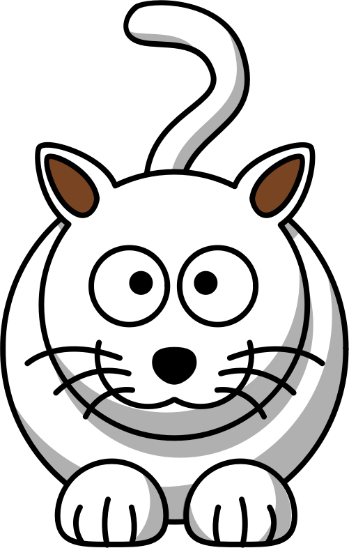 Clipart White Cat - Cat Cartoon Black And White (501x786), Png Download