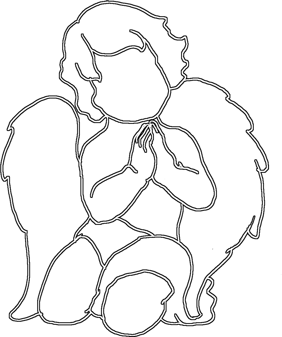 Cute Angel Praying, Angel Silhouette Cute Praying - Art Angel Cherubim Drawing (1063x1148), Png Download