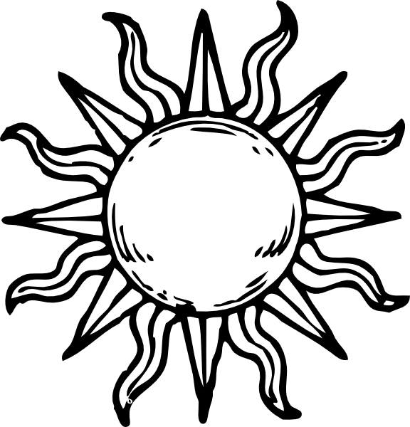 Clip Black And White Download Sun Line Art Google Search - Sun Drawing (576x600), Png Download