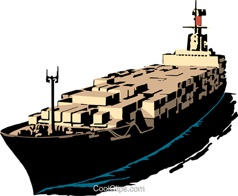 Cargo Ship Royalty Free Vector Clip Art Illustration - Cargo Ship Clip Art (480x395), Png Download