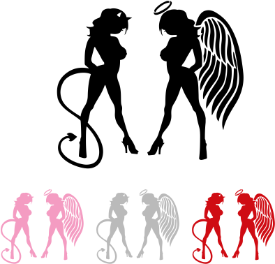 Skin Angel & Devil Women Standing Decal - Angel And Devil Silhouette (400x400), Png Download