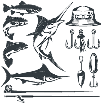 Set Vector Icons On The Theme Of Fishing, Fishing, - Fishing (360x360), Png Download