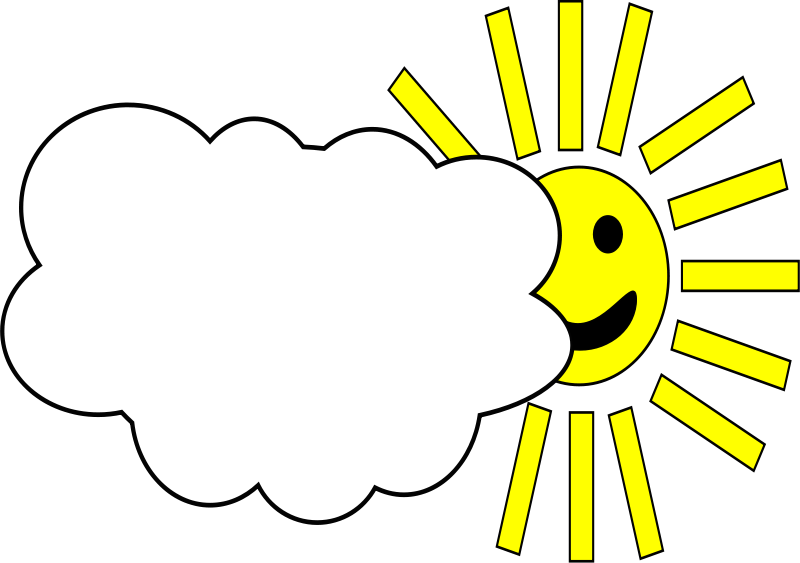 Free Vector Sun - Cloudy Weather (800x563), Png Download