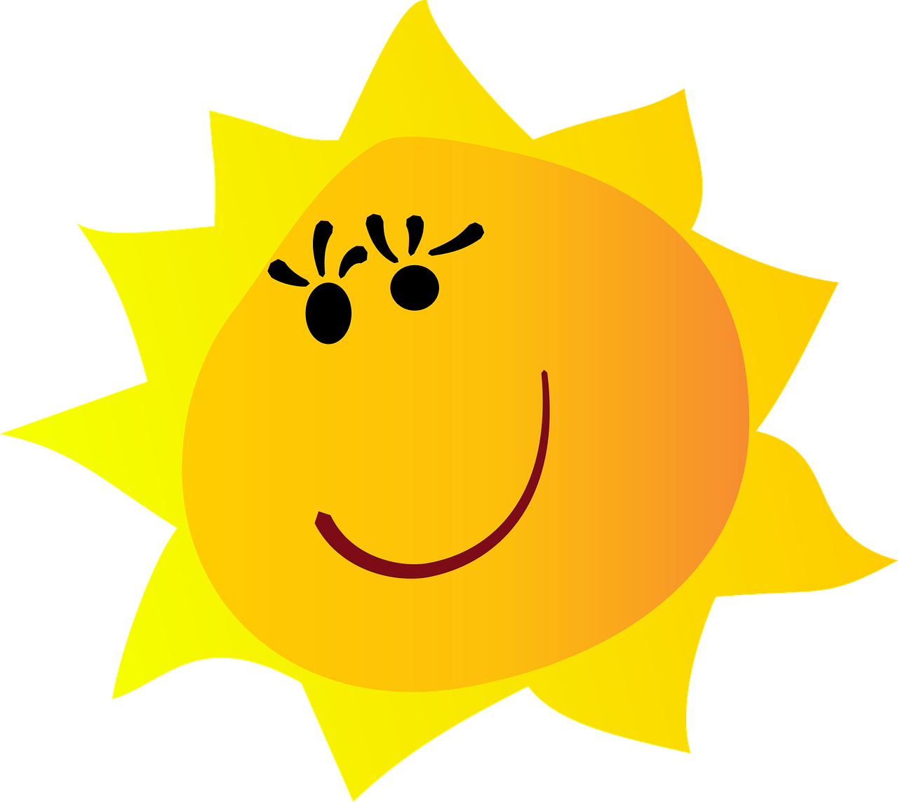 Sun Nature Vector - Smiley (1280x1143), Png Download