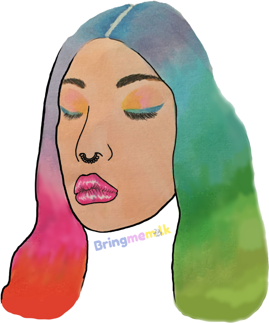 Rainbow Hair Punk - Illustration (1000x1333), Png Download