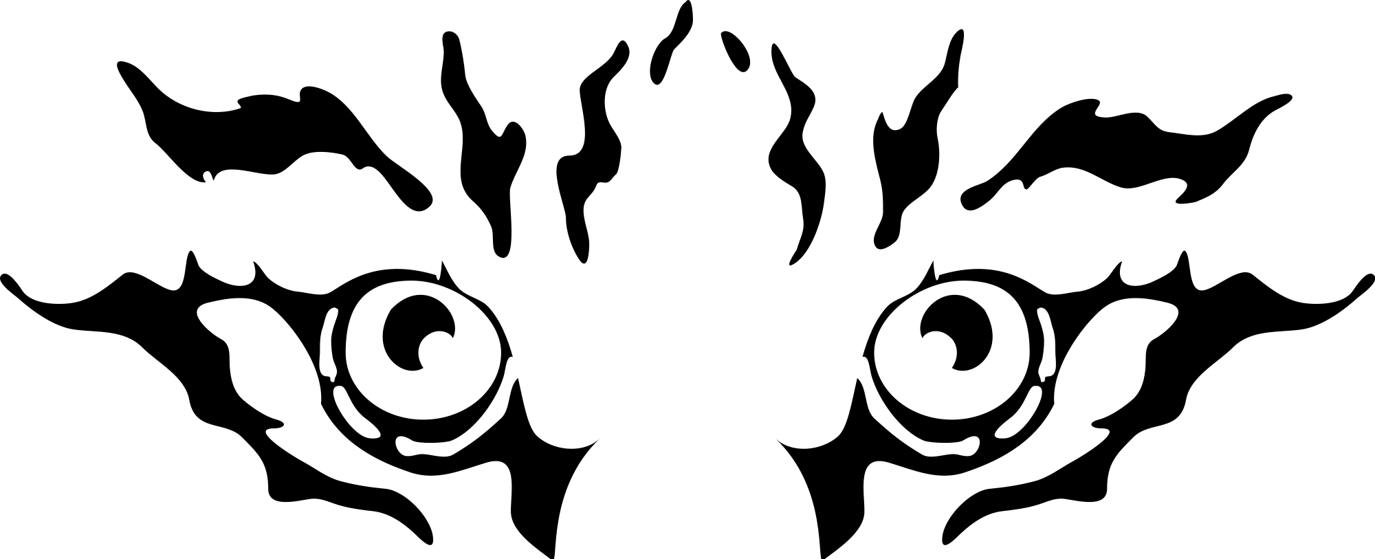 White Tiger Png Clipart - Tiger Eyes Clip Art Black And White (2000x813), Png Download