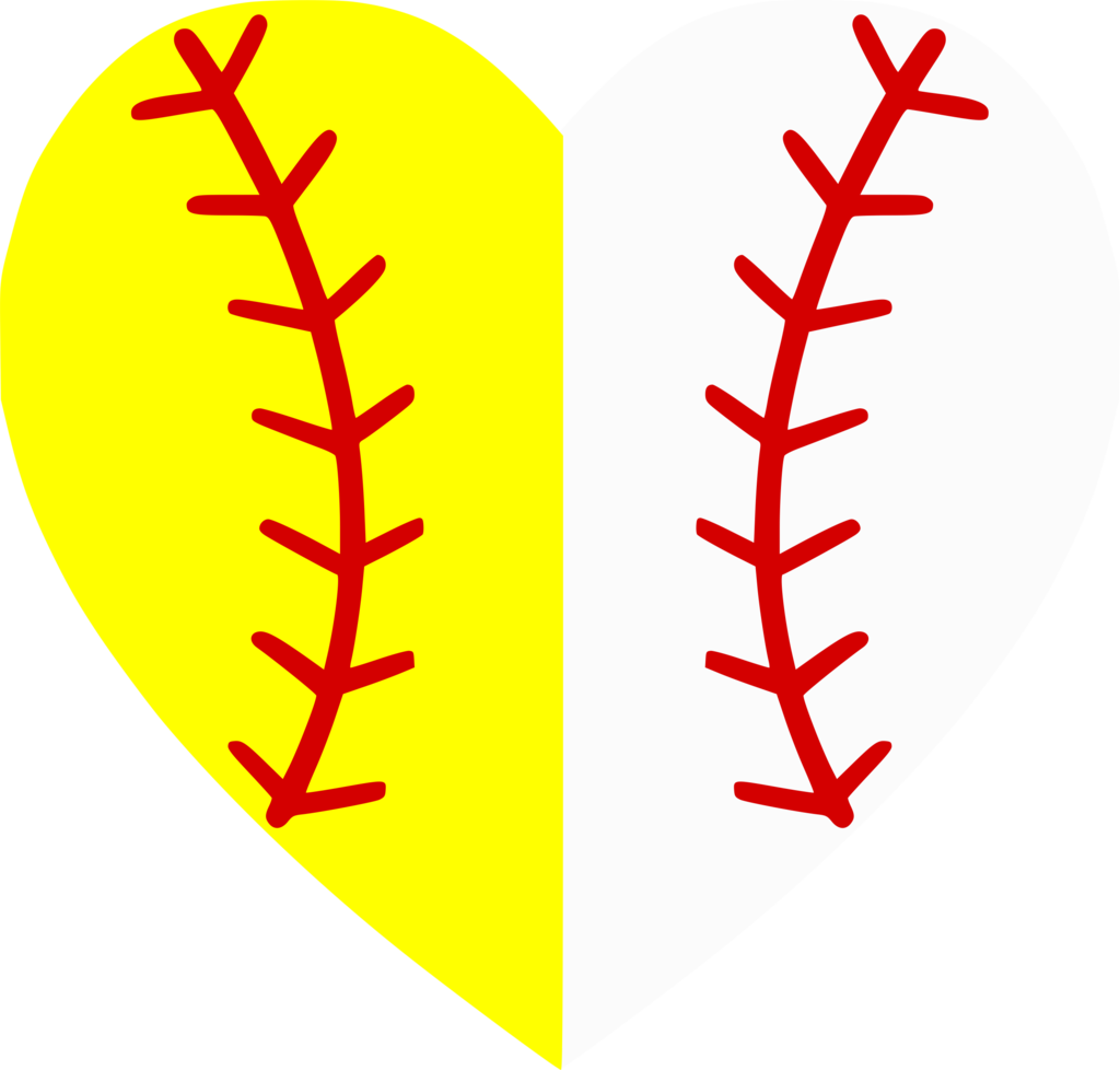 Softball Baseball Heart Divided Albb Blanks Clip Transparent Softball Heart Clipart Full Size Png Download Seekpng