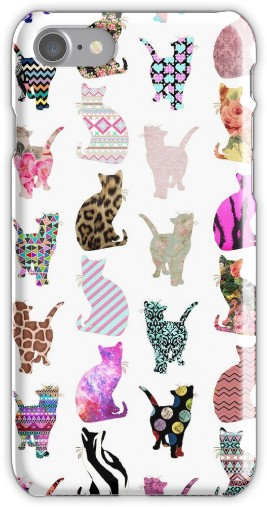 Girly Whimsical Cats Aztec Floral Stripes Pattern Iphone - Galaxy S7 Case Cats (750x1000), Png Download