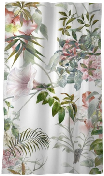Watercolor Painting Of Leaf And Flowers, Seamless Pattern - Placemat (400x400), Png Download