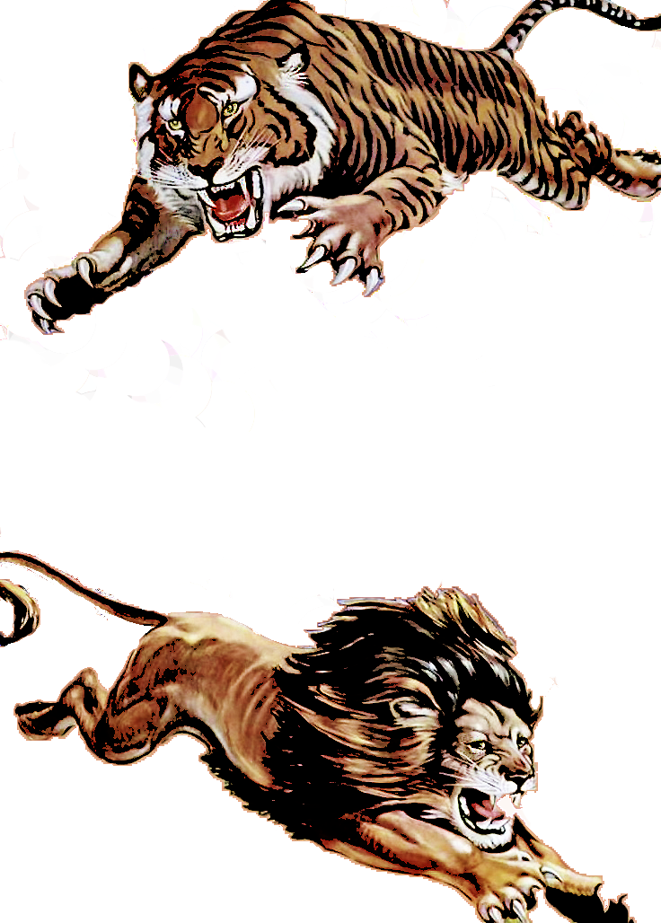 Lion And Tiger Cut-outs - Surviving Jersey By Scott Loring Sanders (736x1028), Png Download