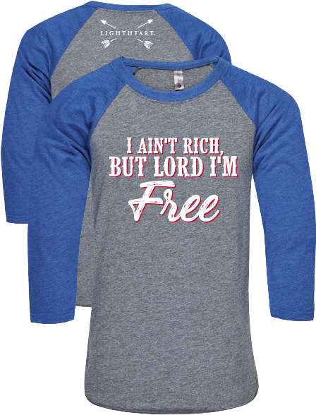 Light Heart Lord I'm Free Baseball Tee - Long-sleeved T-shirt (576x644), Png Download