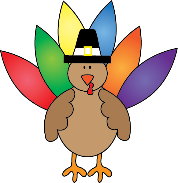 Turkey - Turkey With Colored Feathers (582x599), Png Download