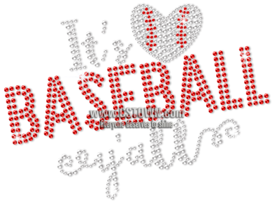 Crystal Baseball Heart Hotfix Rhinestone Transfer - Calligraphy (450x450), Png Download