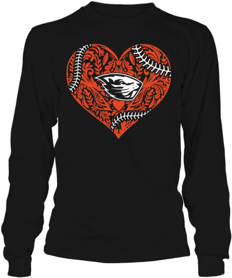 Fan Dashboard Oregon State Beavers Pattern Heart Baseball - Tedy Bruschi Unisex Long Sleeve (600x600), Png Download